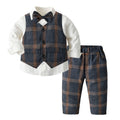 Boys' spring new plaid vest set wholesale, gentleman's formal wear, birthday customization wholesale, first birthday outfit