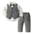 Export children's clothing autumn winternew arrivalfashionboyslong sleevesshirt dress suitpure colorvestpantsthree-piece set