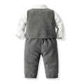 Export children's clothing autumn winternew arrivalfashionboyslong sleevesshirt dress suitpure colorvestpantsthree-piece set