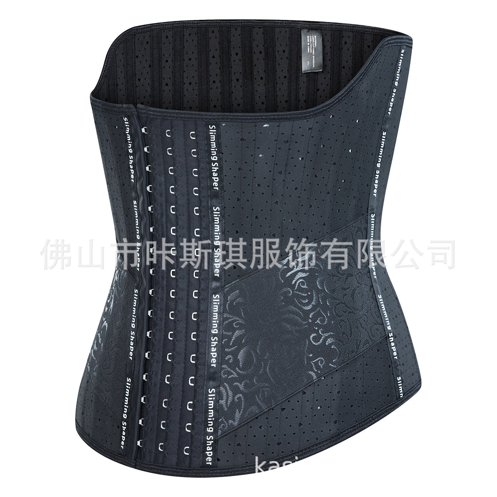 Hourglass goddess [extended length] heart-shaped round hole tummy control waist trainer - sports tight rubber corset latex shapewear