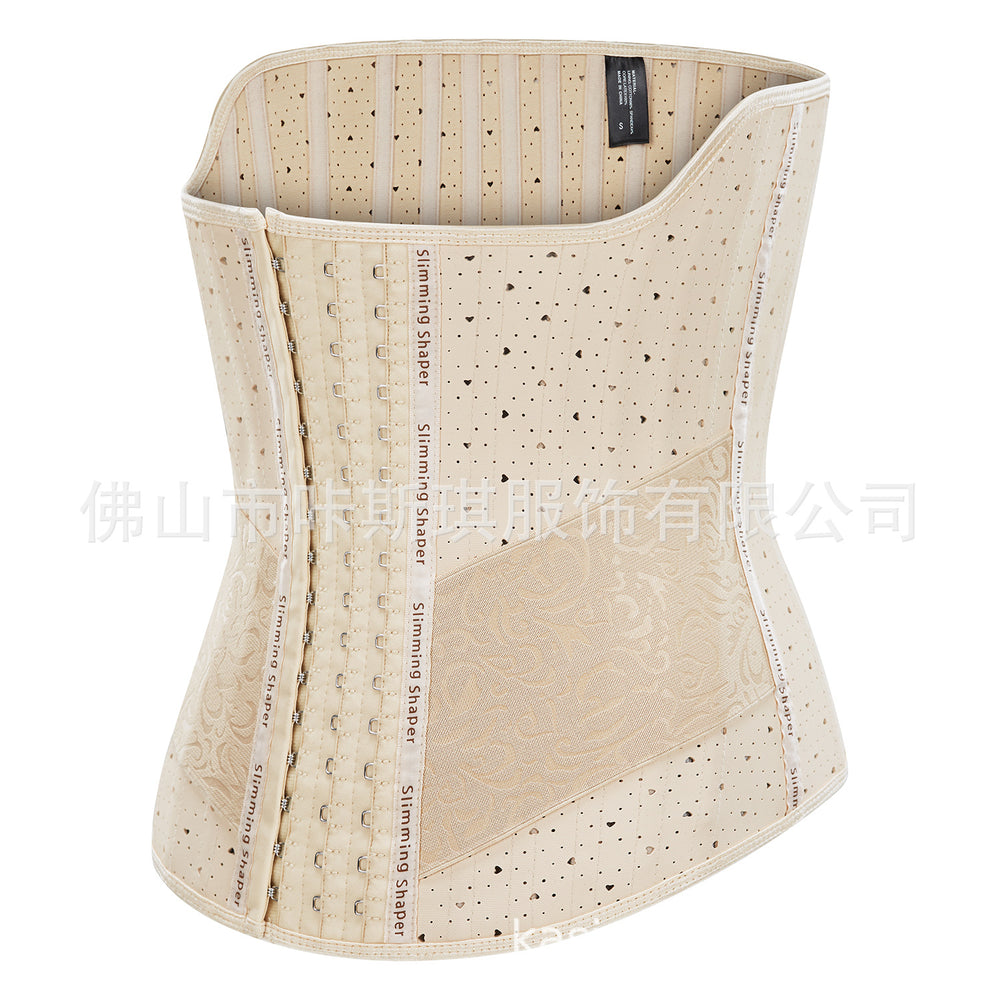 Hourglass goddess [extended length] heart-shaped round hole tummy control waist trainer - sports tight rubber corset latex shapewear