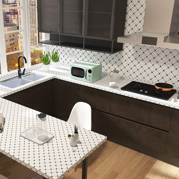 Wallpaper self-adhesive kitchen bathroom waterproof and oil-proof sticker wall sticker wallpaper plaid tile sticker black and white plaid wallpaper