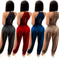X3737 cross-border new arrival:  &  fashion - sexy european & american style strappy stretch slit women's jumpsuit