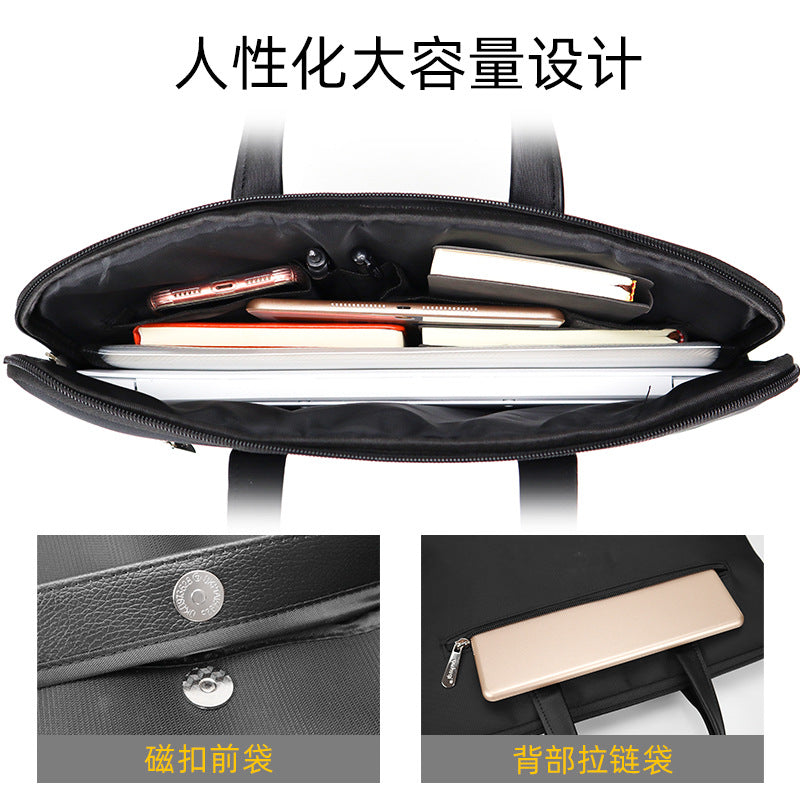 Three-layer large-capacity document bag, conference bag, information bag, business office bag, satchel document bag, printed briefcase