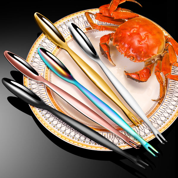 Island Qi 304 stainless steel crab needle lobster hairy crab fork and spoon dual-purpose household seafood meat picking crab tool