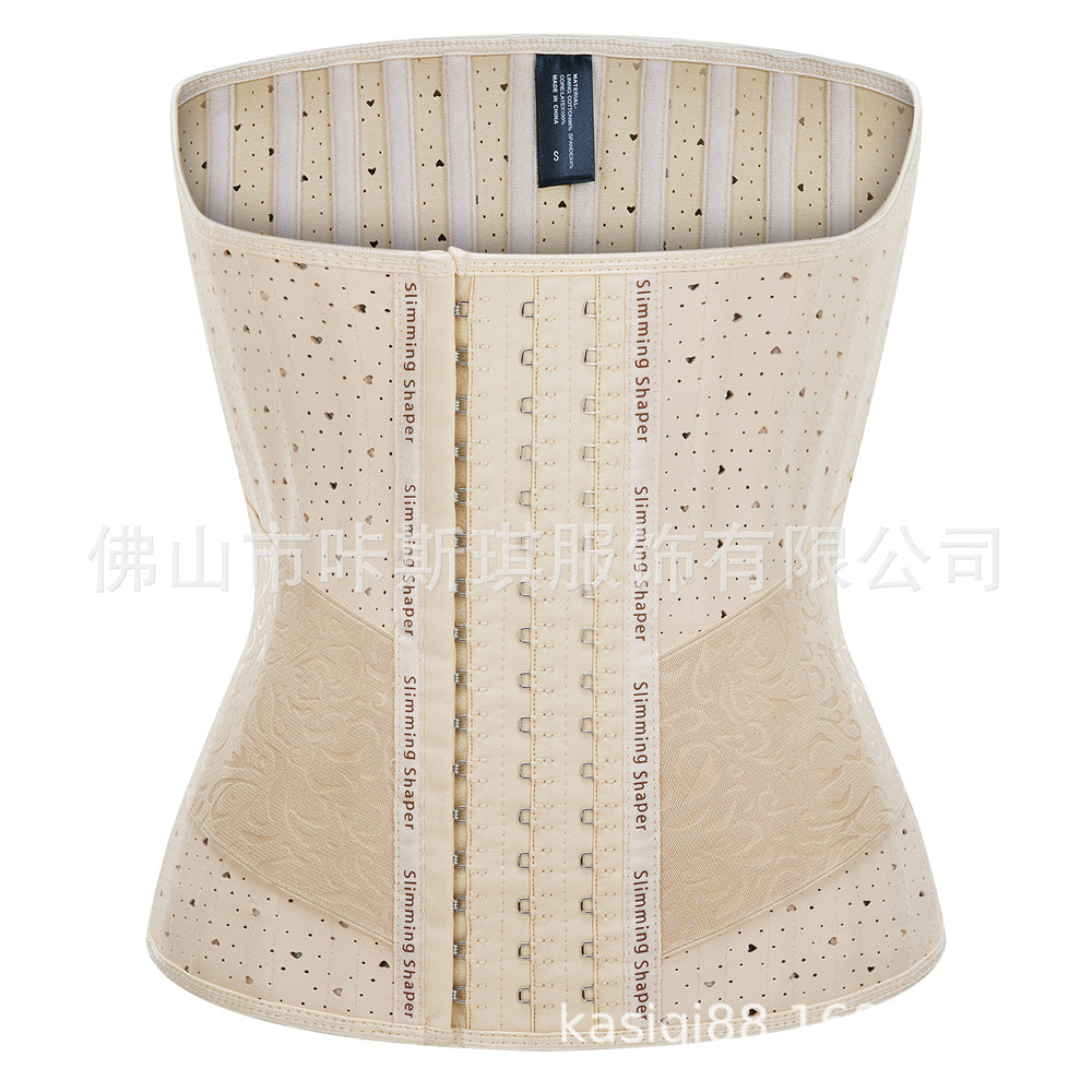 Hourglass goddess [extended length] heart-shaped round hole tummy control waist trainer - sports tight rubber corset latex shapewear
