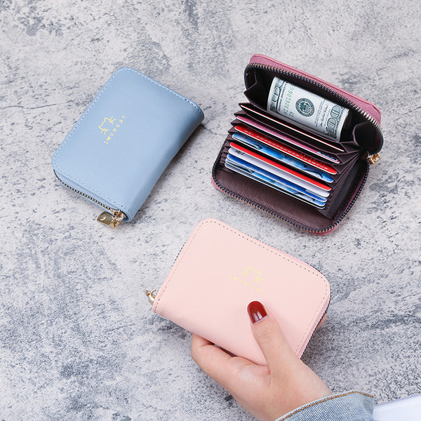 2020 new solid color Korean version organ card bag women's ID card bag card cover change bag integrated bag