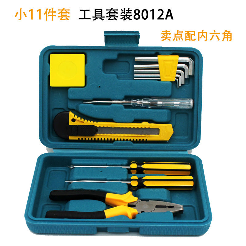 Manufacturer wholesale toolbox set small 12-piece set portable portable car home emergency tool 8012A