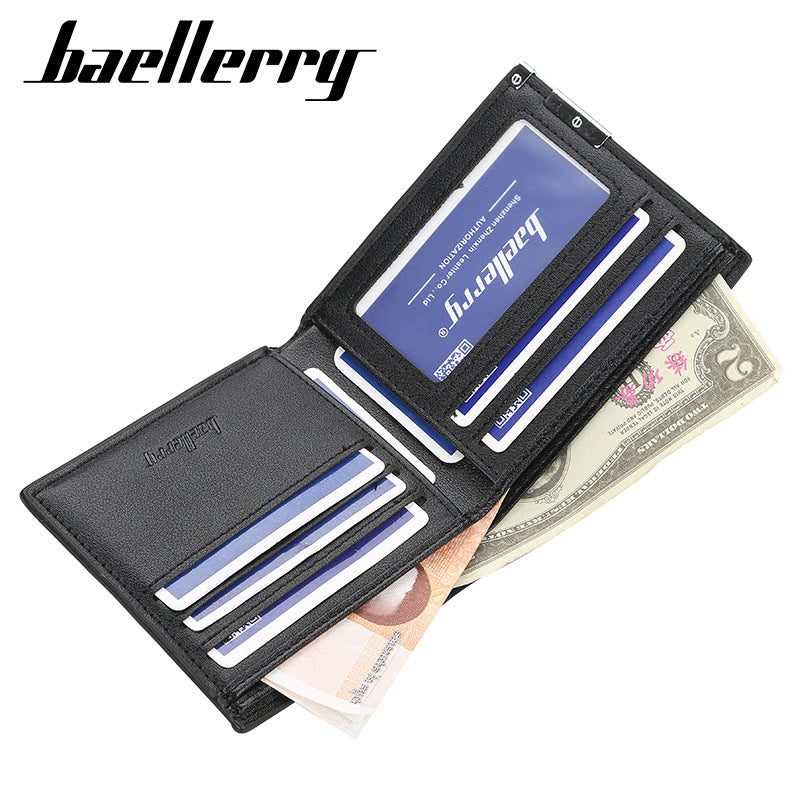 Baellerry Men's Wallet Short Wallet Thin Iron Edge Korean Edition Fashion Youth Horizontal Trend Card Bag Men