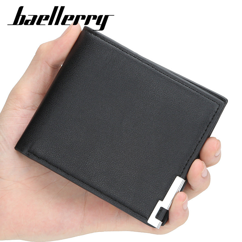 Baellerry Men's Wallet Short Wallet Thin Iron Edge Korean Edition Fashion Youth Horizontal Trend Card Bag Men
