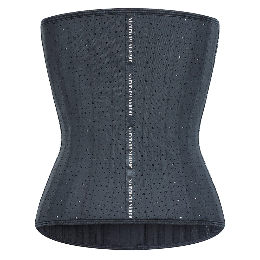 Hourglass goddess [extended length] heart-shaped round hole tummy control waist trainer - sports tight rubber corset latex shapewear