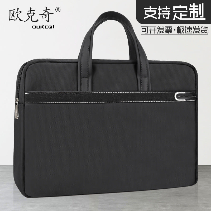 Large capacity office briefcase - waterproof business document bag - conference material organizer - executive briefcase with custom logo