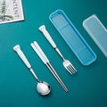 Kitten tableware suit, high-looking oven mitts ceramic handle, student portable chopsticks and spoon set with cutlery box