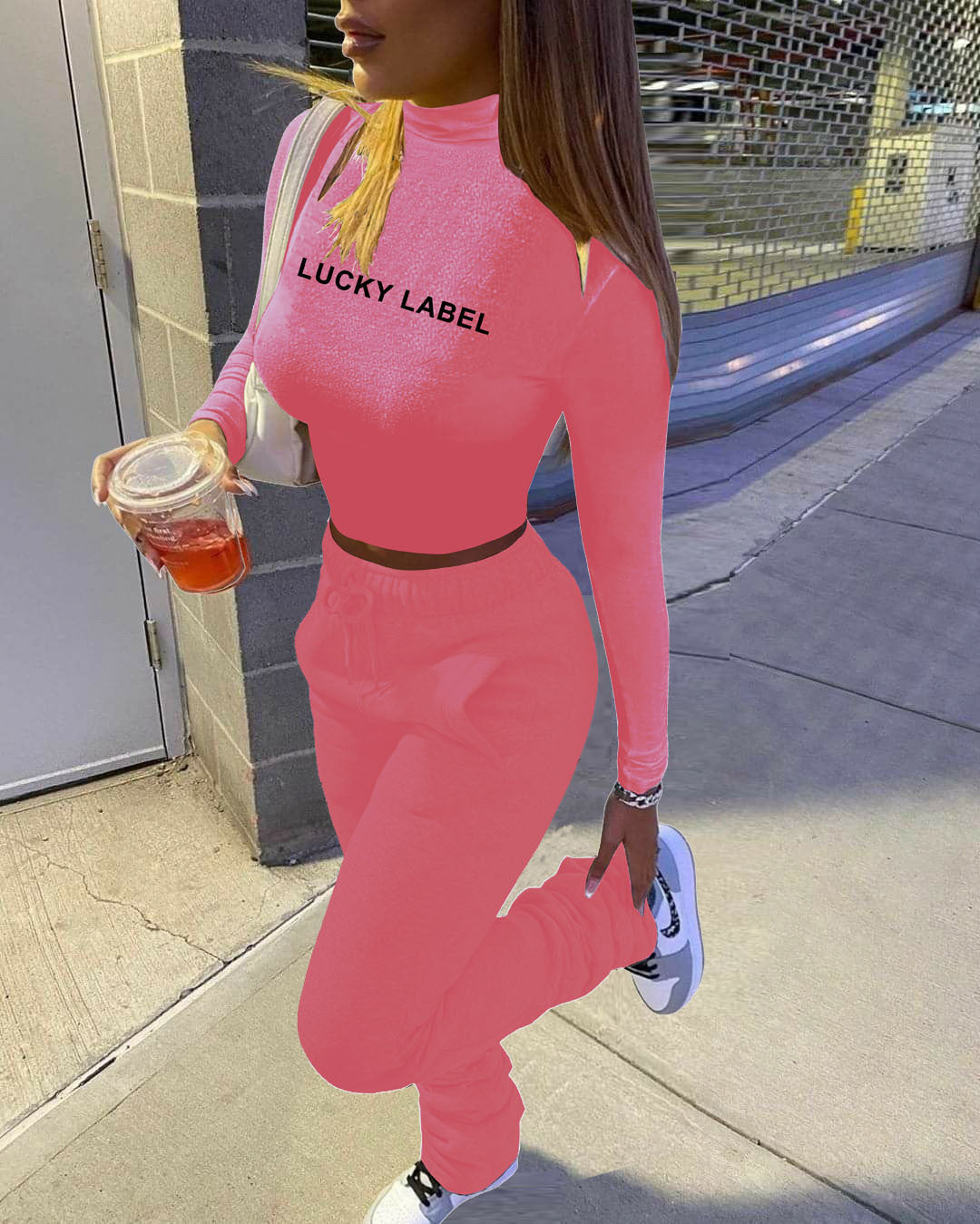 European and American   solid color turtleneck slim-fitting and thin short open-button long-sleeved bottoming shirt women's autumn and winter casual pants