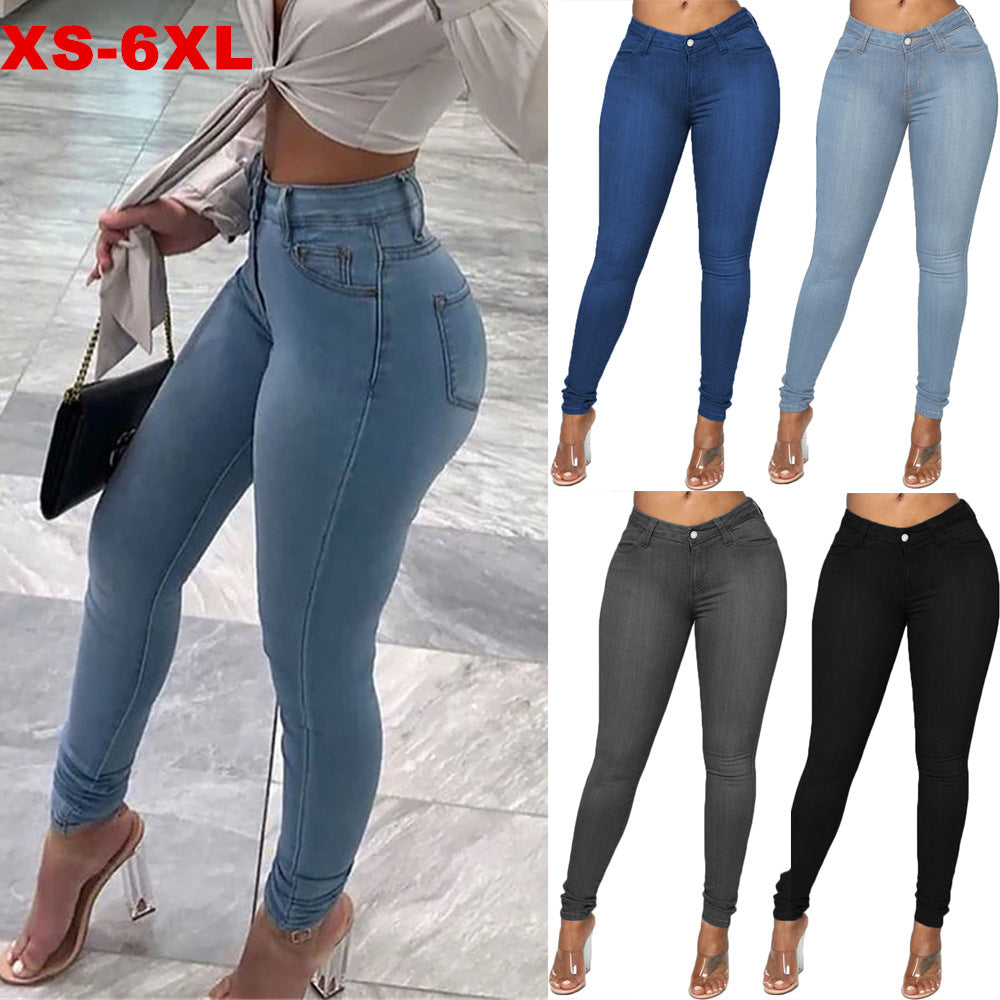 Wish  hot-selling women's jeans: european and american style women's skinny jeans, pencil pants, plus size available