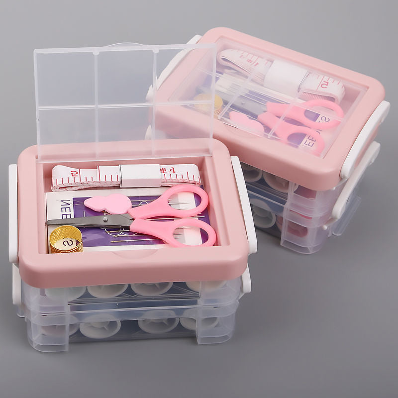 30-Piece Sewing Box Set Household Sewing Sewing Kit Portable Large Three-layer Handmade Needle and Thread Storage Box