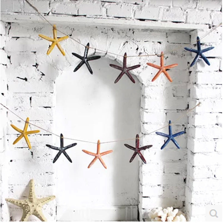 Simulation starfish pentagram model resin starfish string wall decoration kindergarten restaurant wall decoration Mediterranean style