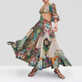 Amazon style long dress - slimming and height-enhancing - 2025 new women's elegant printed dress with round neck and floral print