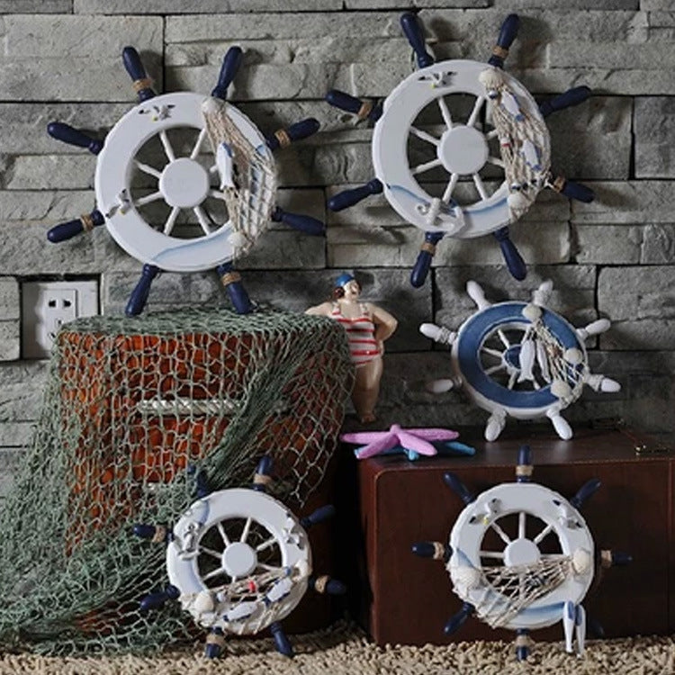 Mediterranean style rudder steering wheel living room window ornament wall hanging rudder rudder wall ornament wall ornament
