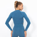 Clearance: trendy seamless knit sexy solid color long sleeve top - women's yoga, workout, running, fitness breathable t-shirt