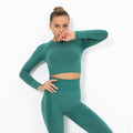 Clearance: trendy seamless knit sexy solid color long sleeve top - women's yoga, workout, running, fitness breathable t-shirt