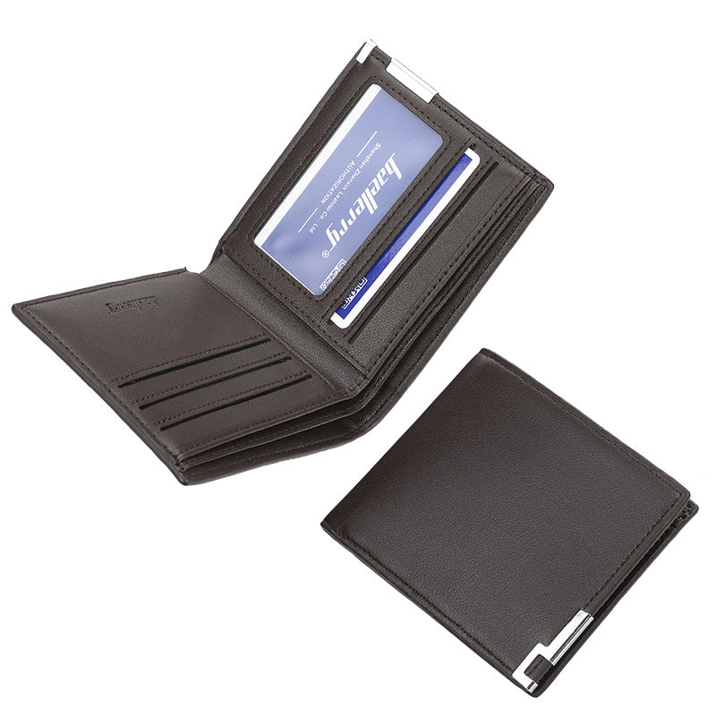 Baellerry Men's Wallet Short Wallet Thin Iron Edge Korean Edition Fashion Youth Horizontal Trend Card Bag Men