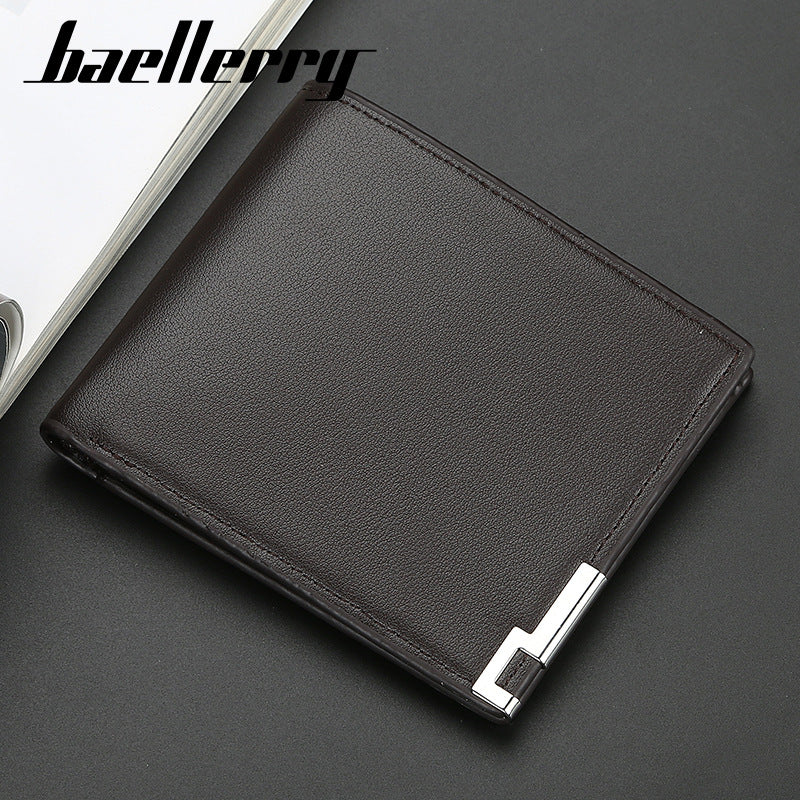 Baellerry Men's Wallet Short Wallet Thin Iron Edge Korean Edition Fashion Youth Horizontal Trend Card Bag Men