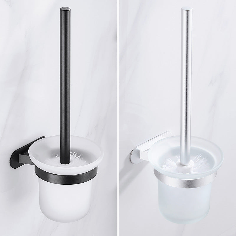No punch toilet brush holder wall hanging bathroom wall hanging black space aluminum glass toilet toilet cleaning set toilet