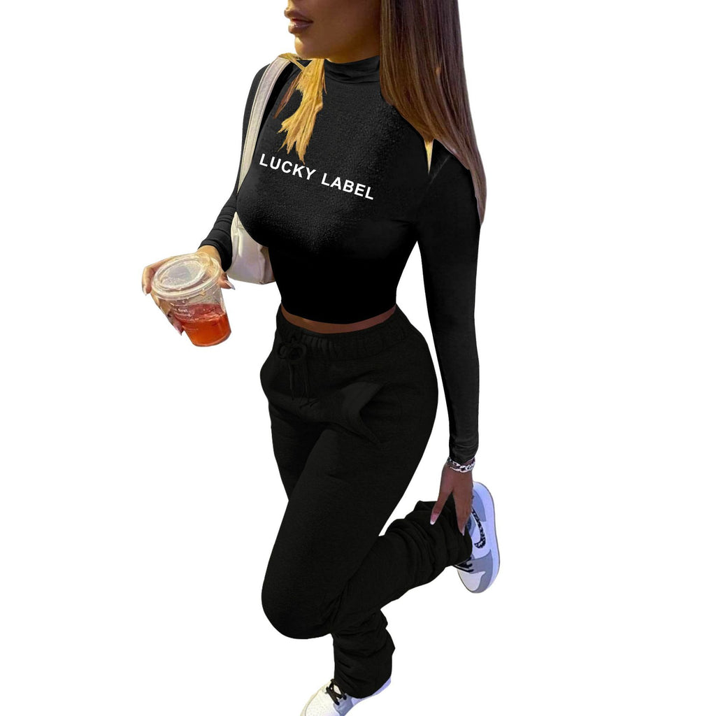 European and American   solid color turtleneck slim-fitting and thin short open-button long-sleeved bottoming shirt women's autumn and winter casual pants