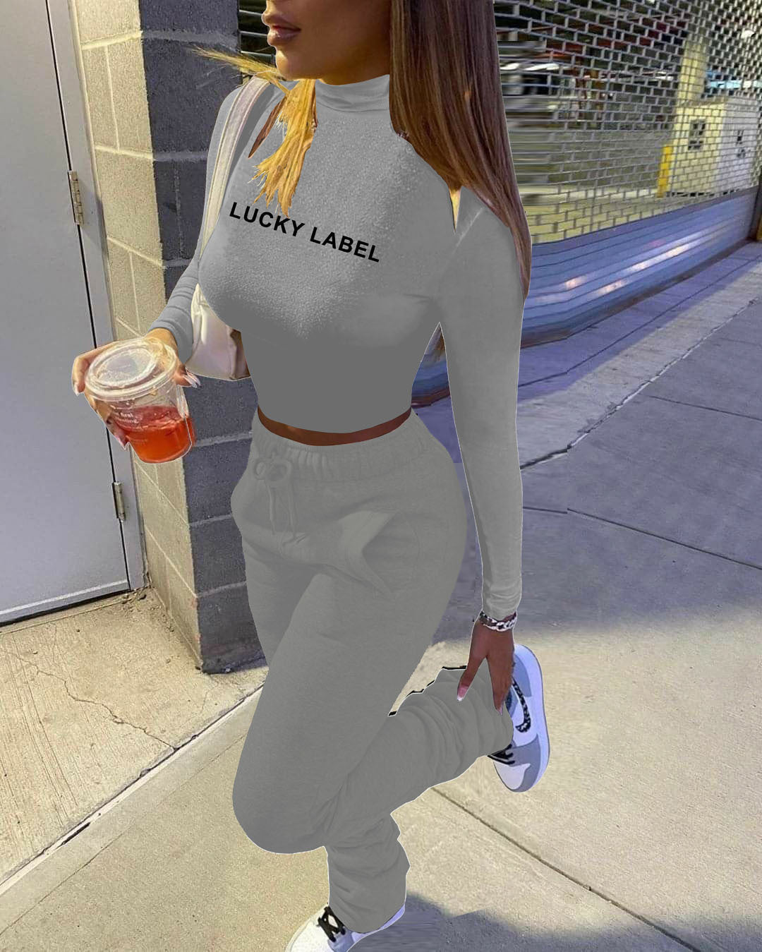 European and American   solid color turtleneck slim-fitting and thin short open-button long-sleeved bottoming shirt women's autumn and winter casual pants