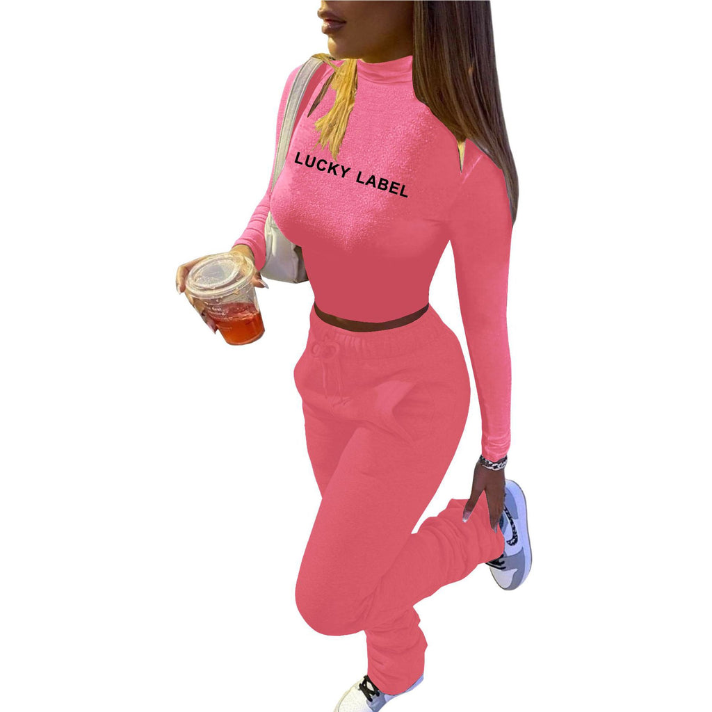 European and American   solid color turtleneck slim-fitting and thin short open-button long-sleeved bottoming shirt women's autumn and winter casual pants