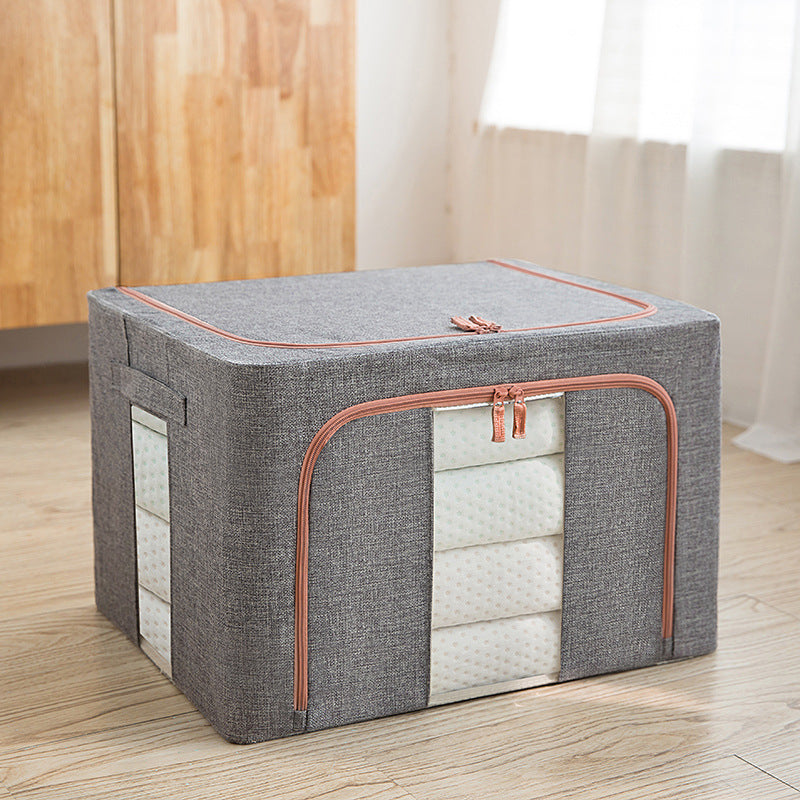 Cotton and linen folding storage box large capacity thickened steel frame thickened household clothes finishing box wardrobe special Baina box