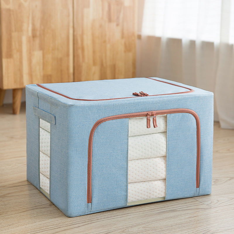Cotton and linen folding storage box large capacity thickened steel frame thickened household clothes finishing box wardrobe special Baina box