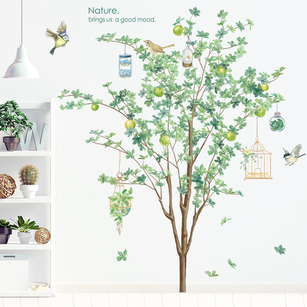 Nordic plant wall sticker big tree background sticker living room sofa decoration self-adhesive sticker green sticker ZDB-2188