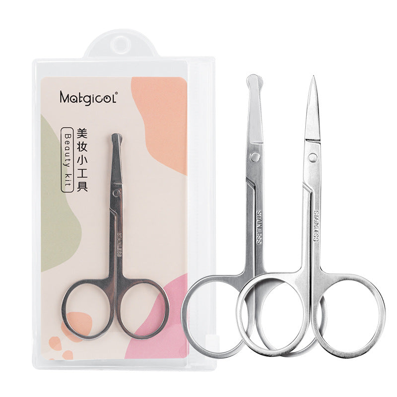 Stainless steel nose hair trimmer, round-tip eyebrow scissors, beauty scissors, small scissors, eyelash scissors, beauty tools wholesale