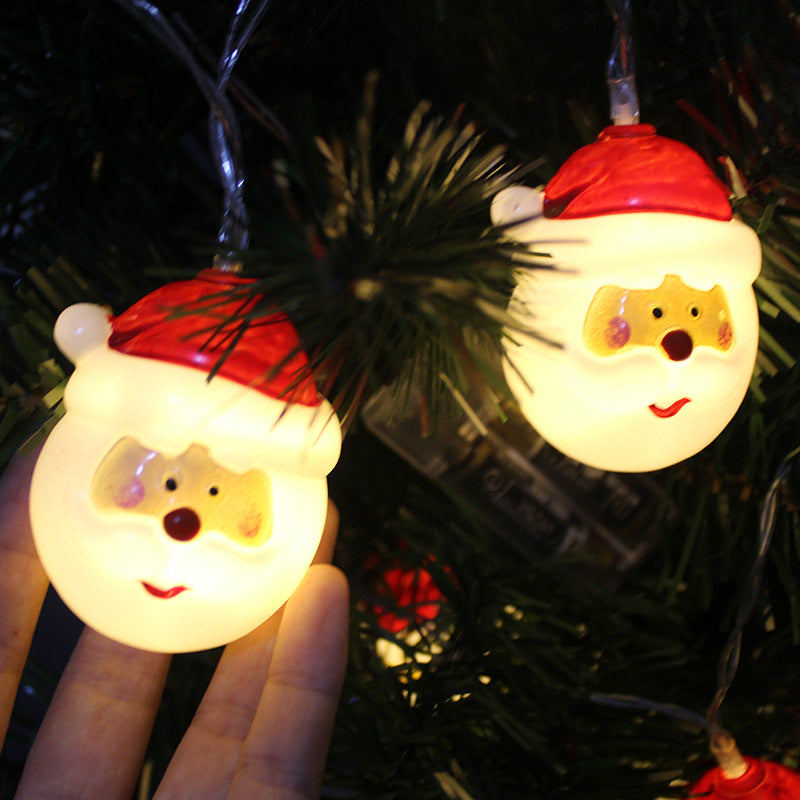 LED Santa Claus Head Light String Outdoor Waterproof Creative Snowman Light String LED Christmas Decoration Flash Light String