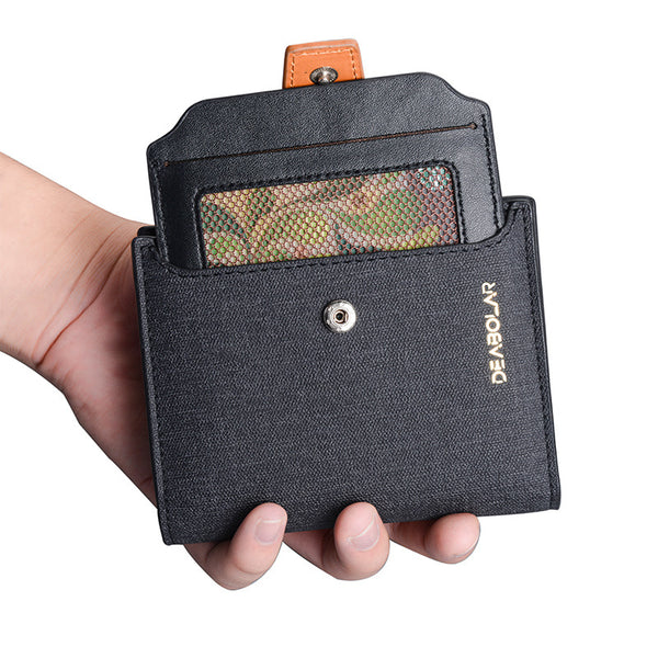 New men's wallet, retro men's vertical pu leather wallet, three-fold card bag, zipper buckle change bag, men's wallet