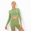 Clearance: trendy seamless knit sexy solid color long sleeve top - women's yoga, workout, running, fitness breathable t-shirt