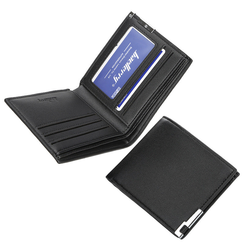 Baellerry Men's Wallet Short Wallet Thin Iron Edge Korean Edition Fashion Youth Horizontal Trend Card Bag Men