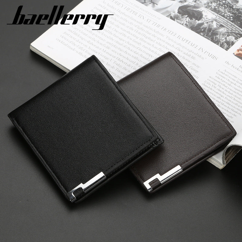 Baellerry Men's Wallet Short Wallet Thin Iron Edge Korean Edition Fashion Youth Horizontal Trend Card Bag Men