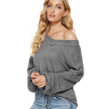 autumn/winter new arrivals:  new european and american fashion women's loose v-neck knit top with lantern sleeves