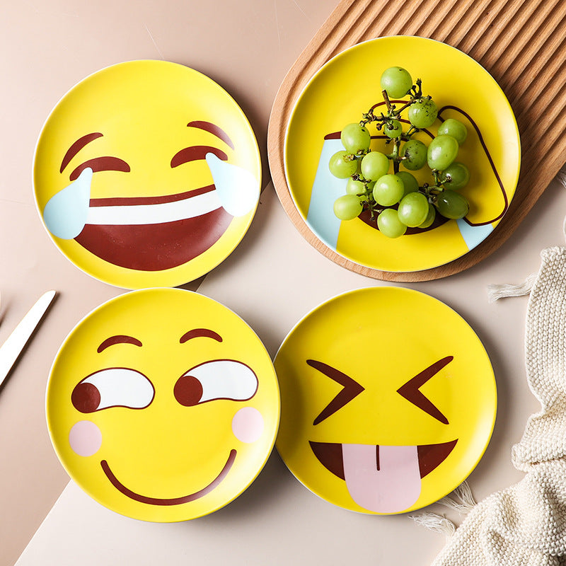 Cartoon ceramic plate - western dinner plate - steak plate - funny dish - creative emoji plate - ceramic tableware