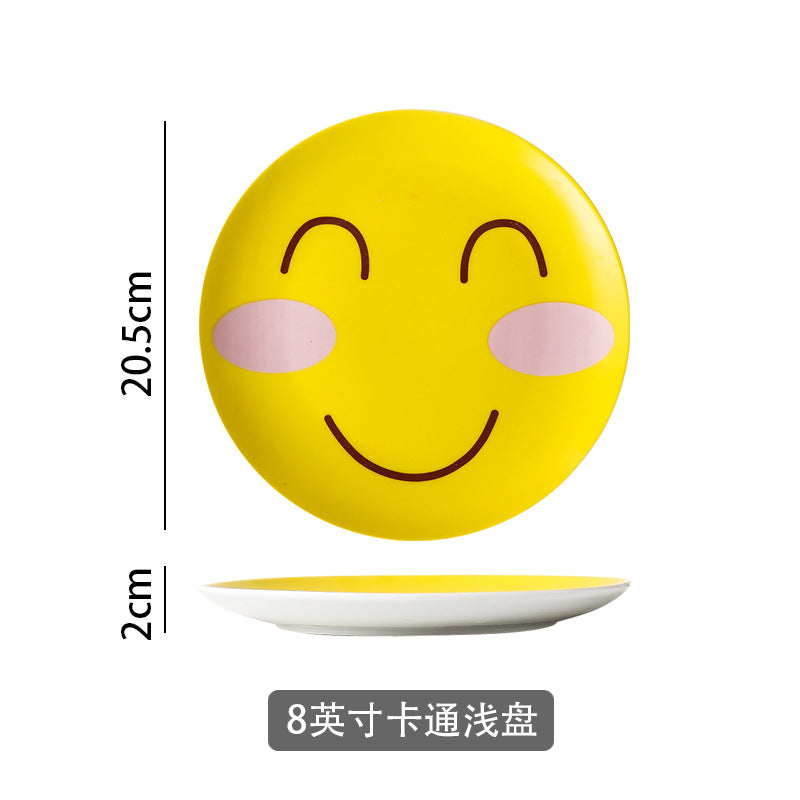 Cartoon ceramic plate - western dinner plate - steak plate - funny dish - creative emoji plate - ceramic tableware