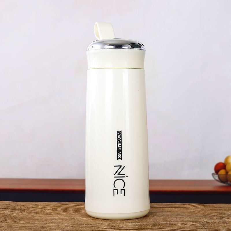 Stylish nice cup - custom printed logo pattern plastic shell double-walled glass water bottle - promotional advertising cup - small gift cup