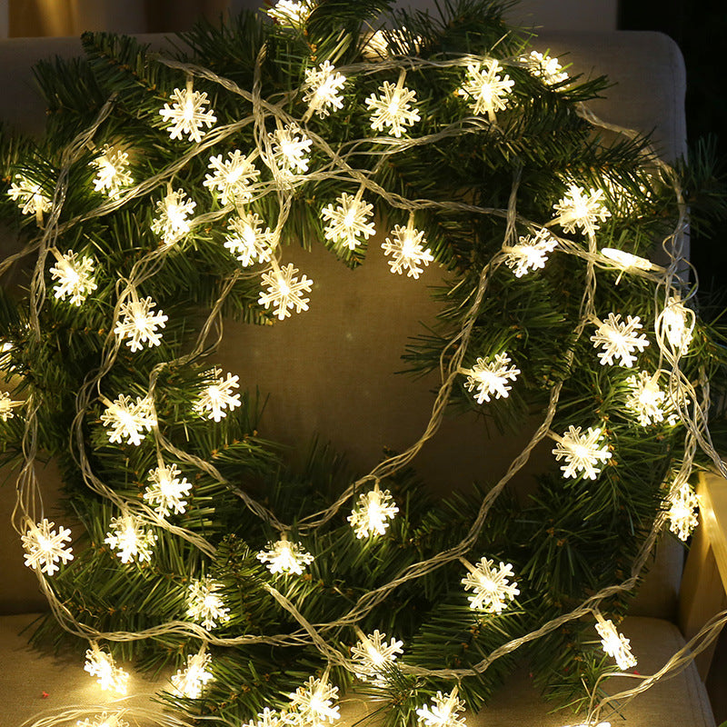 Factory wholesale LED lanterns snowflake flakes string lights wedding festival Christmas tree pendant atmosphere decoration flash lights