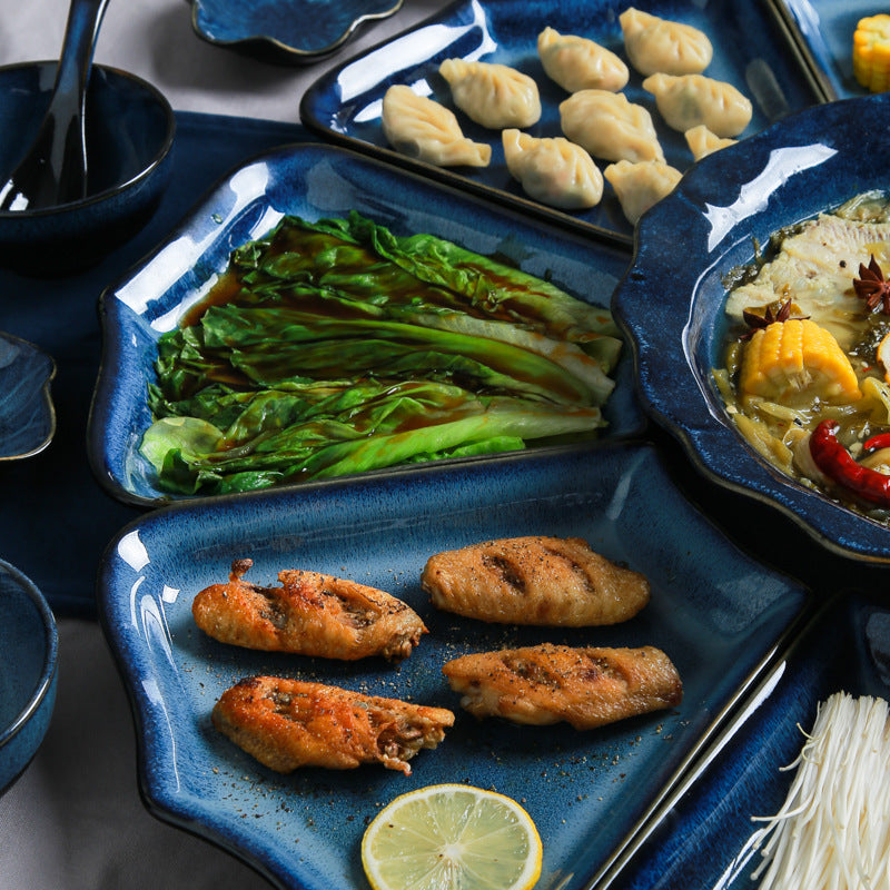 New year's eve dinner ceramic tableware suit fan-shaped plate reunion kiln ceramic combination platter accessible luxuryfor home plate