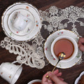 French retro romantic afternoon tea cup and saucer set, fresh floral ceramic coffee cup set, exquisite