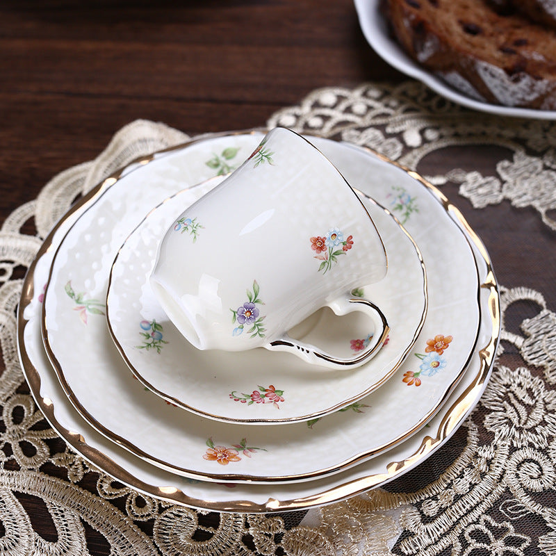 French retro romantic afternoon tea cup and saucer set, fresh floral ceramic coffee cup set, exquisite