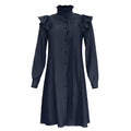 Aliexpress   plus size african women's clothing ruffle stand collar shirt dress