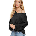 autumn/winter new arrivals:  new european and american fashion women's loose v-neck knit top with lantern sleeves